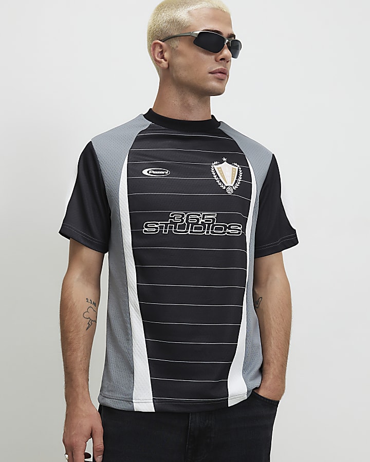 Black Stripe 365 Studios Football T-Shirt