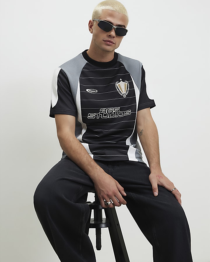 Black Stripe 365 Studios Football T-Shirt