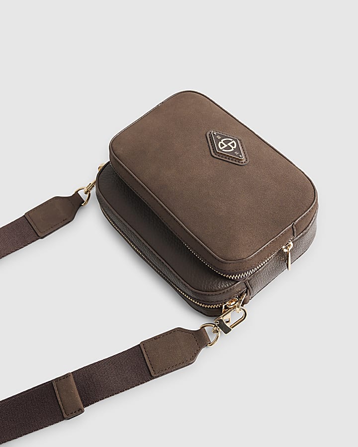 Brown Faux Suede Camera Bag