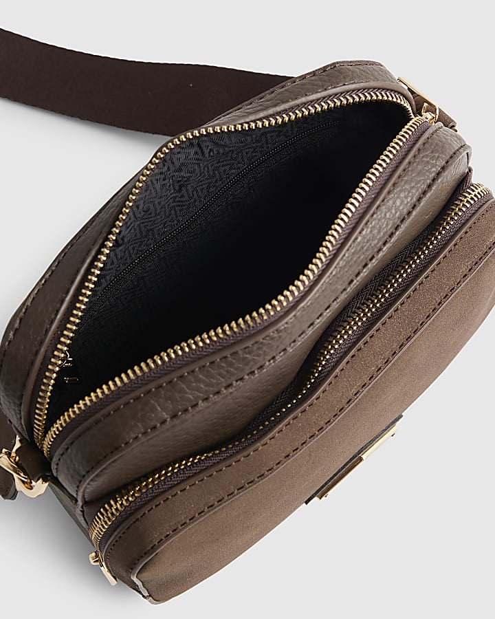 Brown Faux Suede Camera Bag