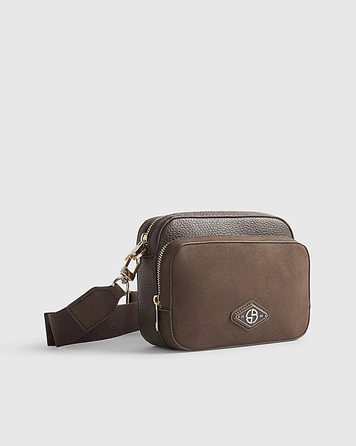 Brown Faux Suede Camera Bag