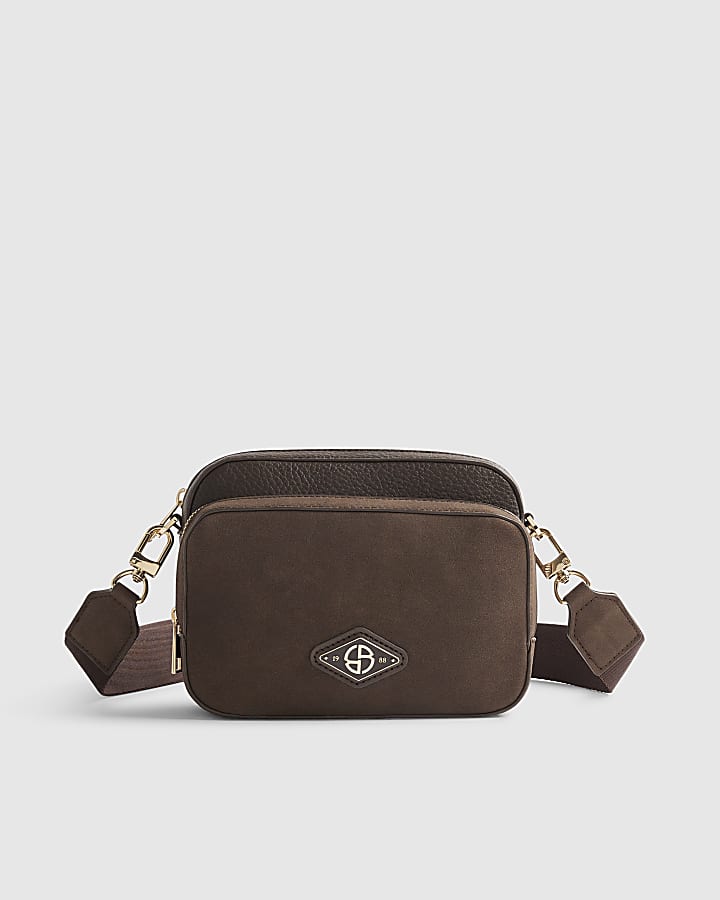 Brown Faux Suede Camera Bag