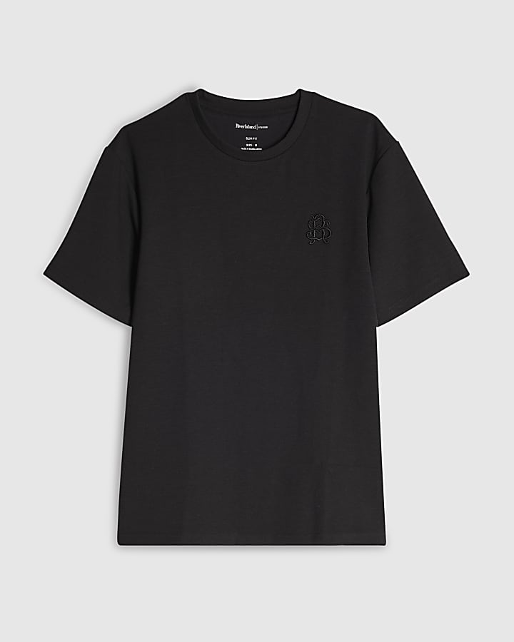 Black Slim Fit  Short Sleeve T-Shirt