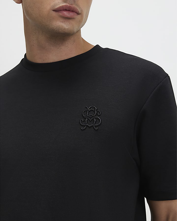 Black Slim Fit  Short Sleeve T-Shirt