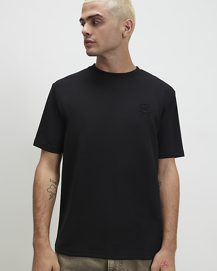 Black Slim Fit  Short Sleeve T-Shirt