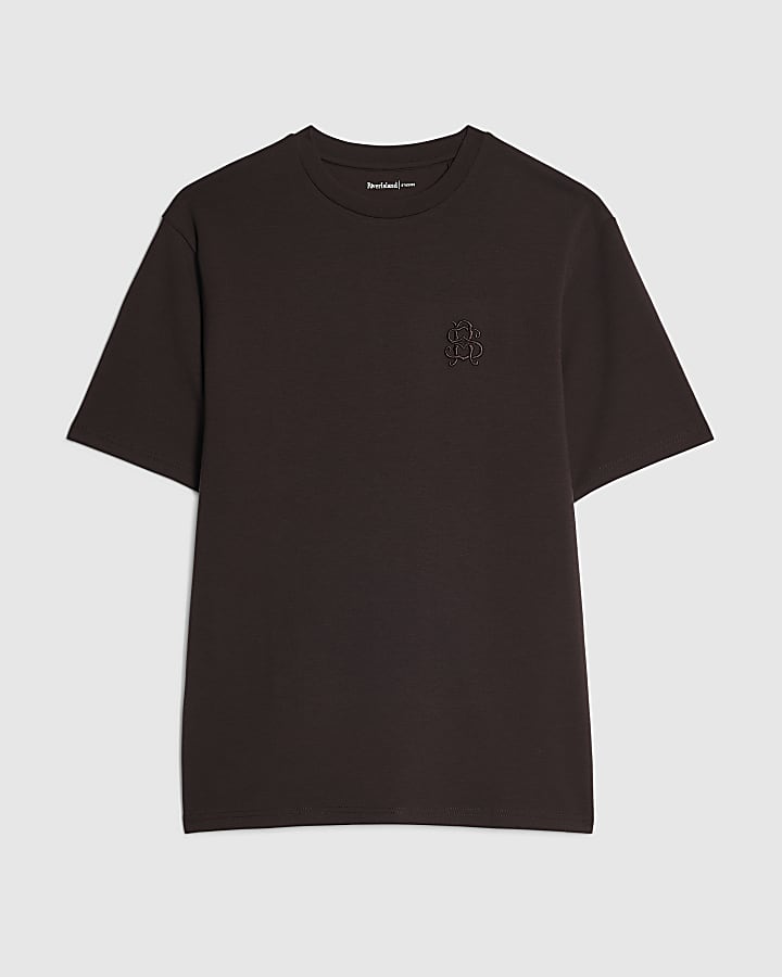 Burgundy Slim Fit Cotton Embroidered T-Shirt