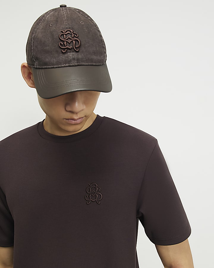 Burgundy Slim Fit Cotton Embroidered T-Shirt