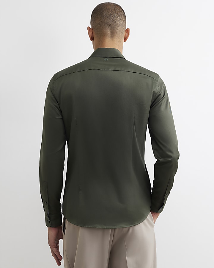 Green Slim Fit Twill Shirt