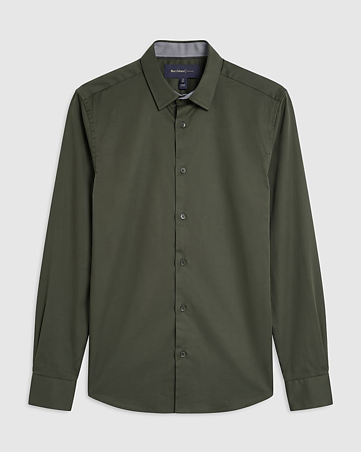Green Slim Fit Twill Shirt