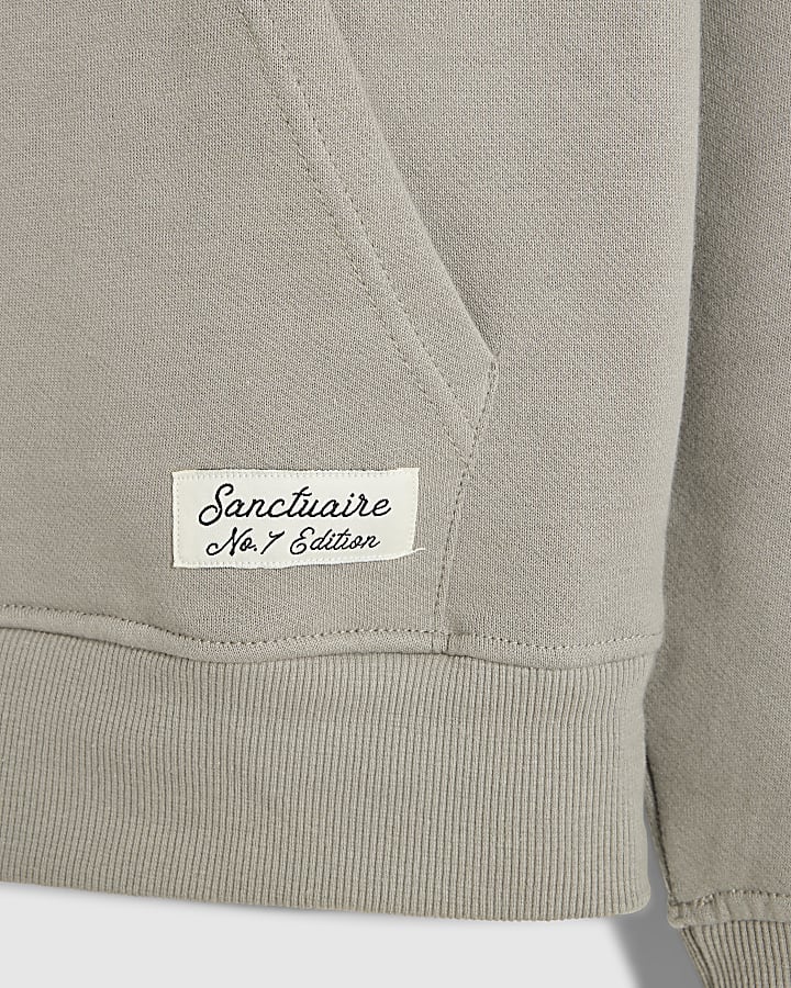 Grey Regular Fit Cotton Blend Hoodie