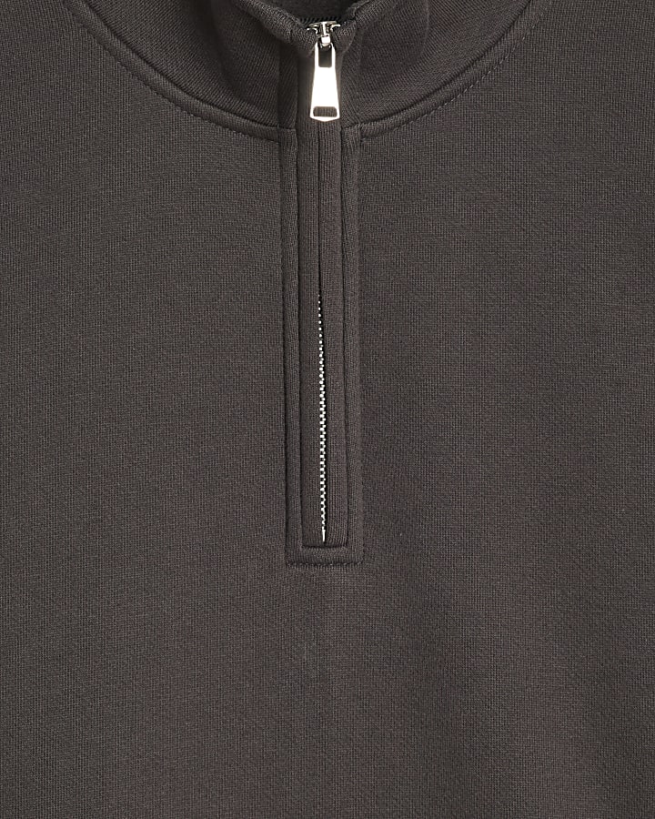 Grey Regular Fit Cotton Half Zip Sweatshirt