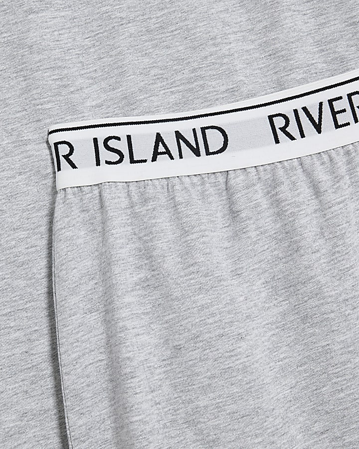 Grey Cotton T-Shirt And Trousers Pyjamas Set