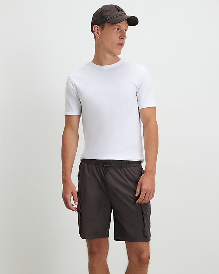 Brown Skinny Fit Cargo Shorts