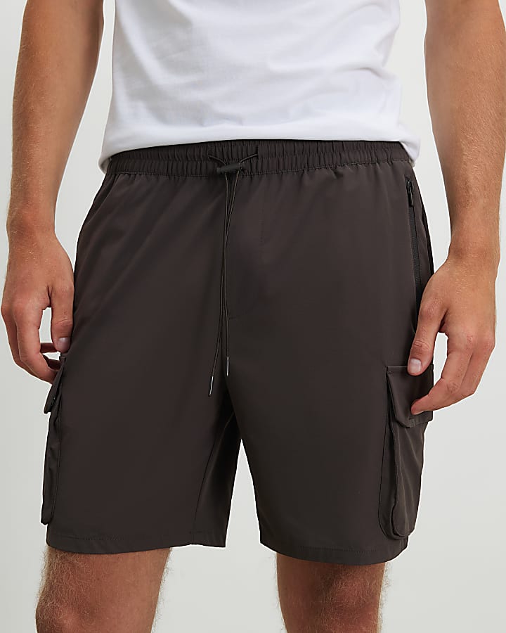 Brown Skinny Fit Cargo Shorts