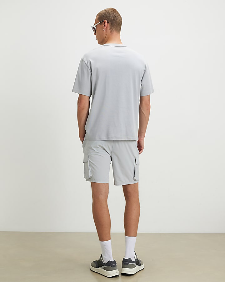 Grey Skinny Fit Cargo Shorts