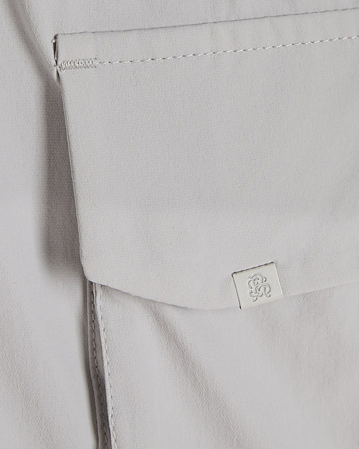 Grey Skinny Fit Cargo Shorts