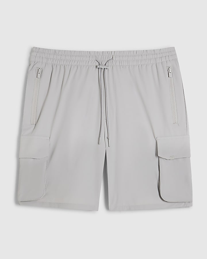 Grey Skinny Fit Cargo Shorts