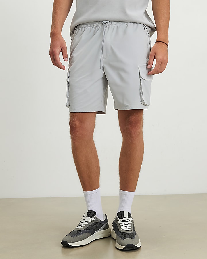 Grey Skinny Fit Cargo Shorts