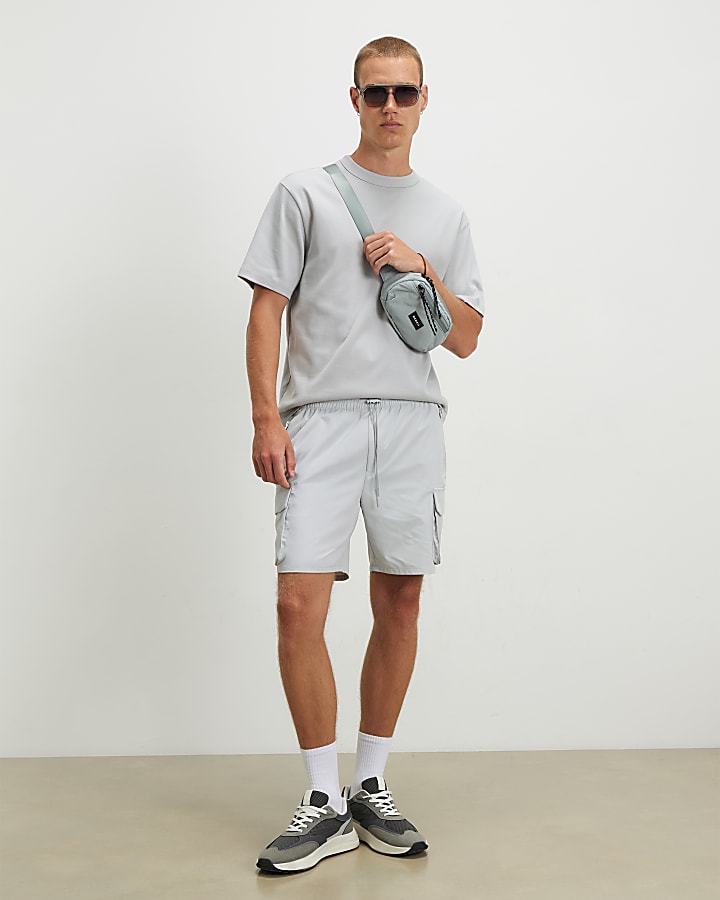 Grey Skinny Fit Cargo Shorts