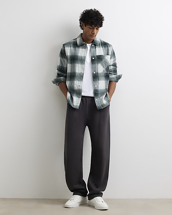 Green Cotton Check Long Sleeve Overshirt
