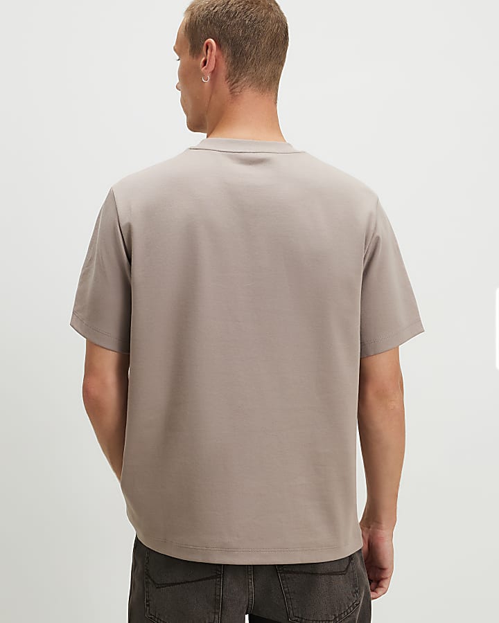 Beige Regular Fit Cotton Interlock T-Shirt