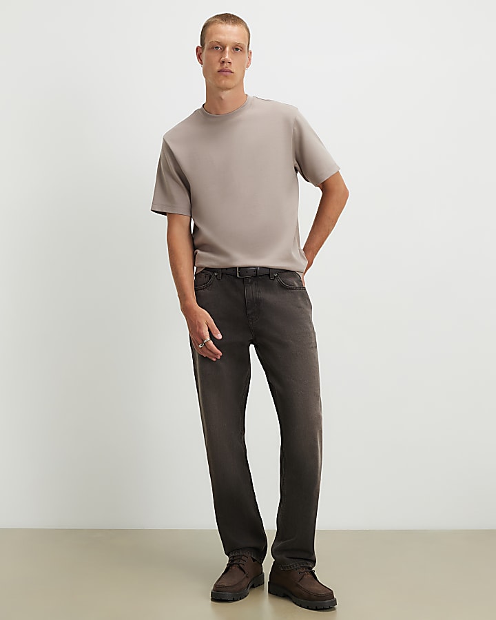 Beige Regular Fit Cotton Interlock T-Shirt