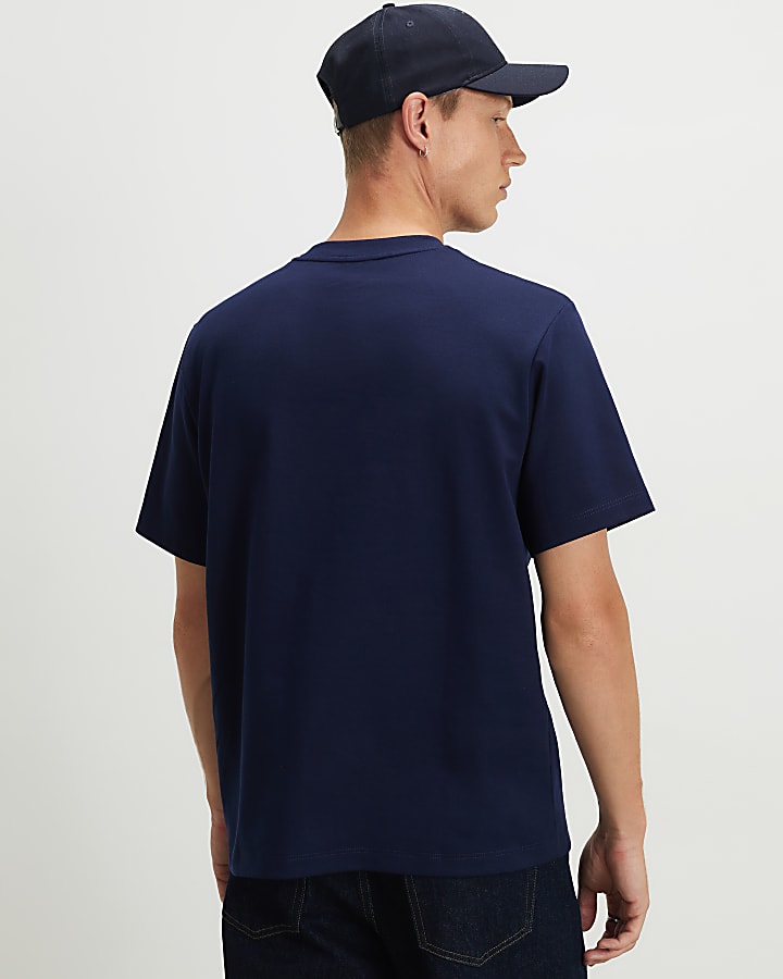 Navy Regular Fit Cotton  Interlock T-Shirt