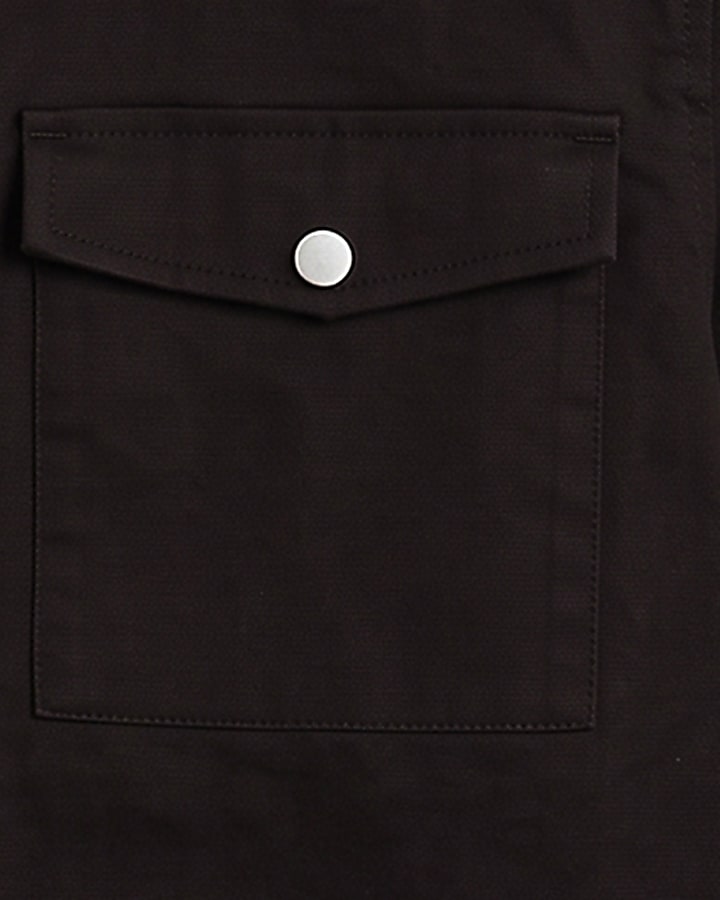 Brown Corduroy Collar Cotton Twill Overshirt