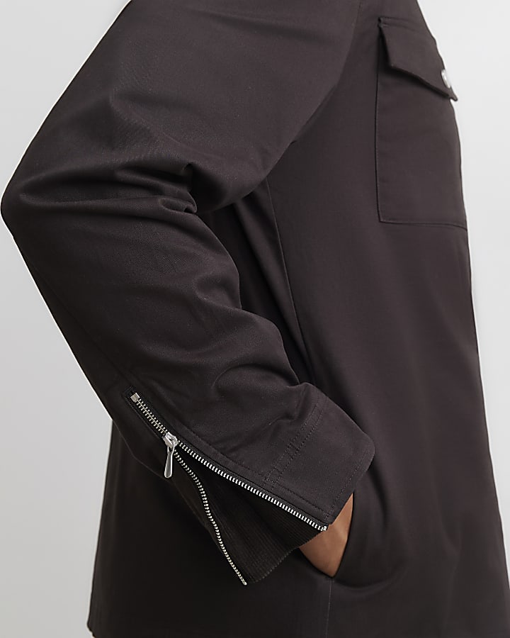 Brown Corduroy Collar Cotton Twill Overshirt