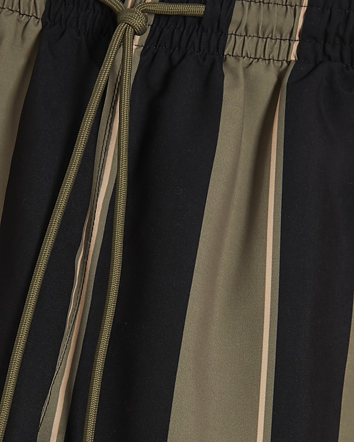 Green Black Stripe Swim Shorts