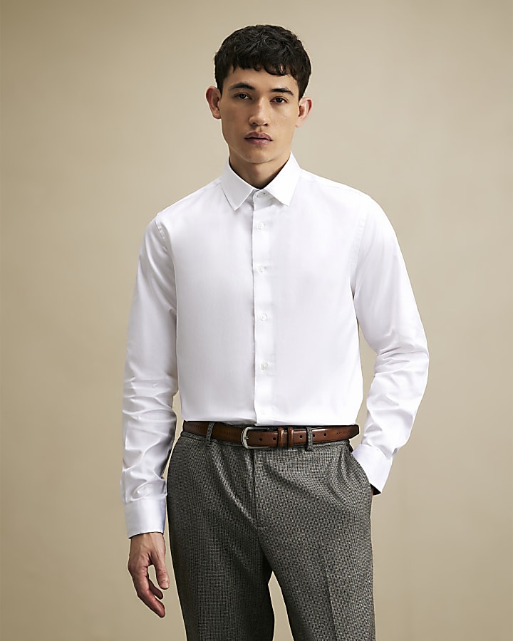 White Slim Fit Premium Cotton Shirt