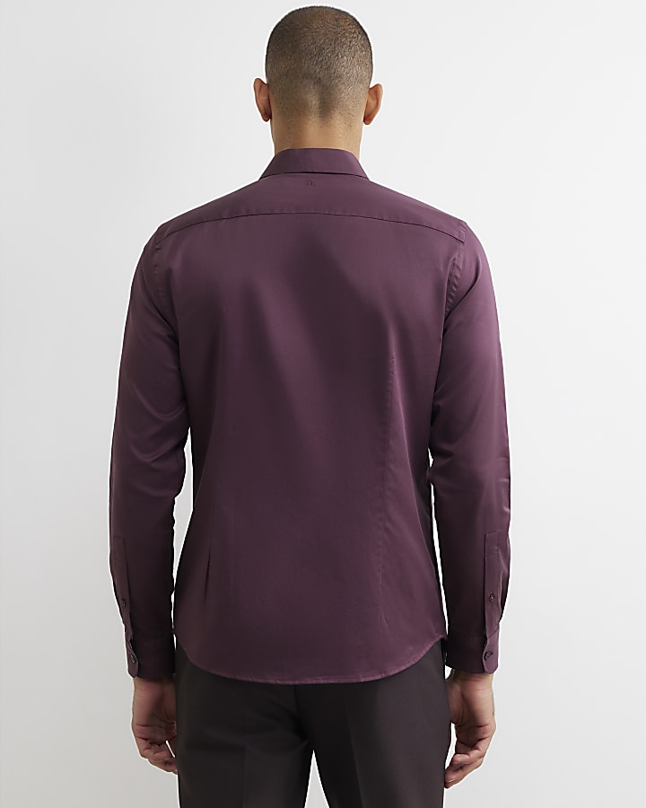Burgundy Slim Fit Twill Shirt