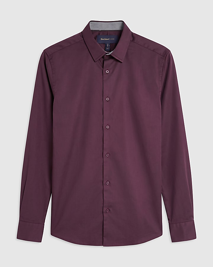 Burgundy Slim Fit Twill Shirt