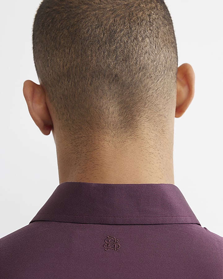 Burgundy Slim Fit Twill Shirt