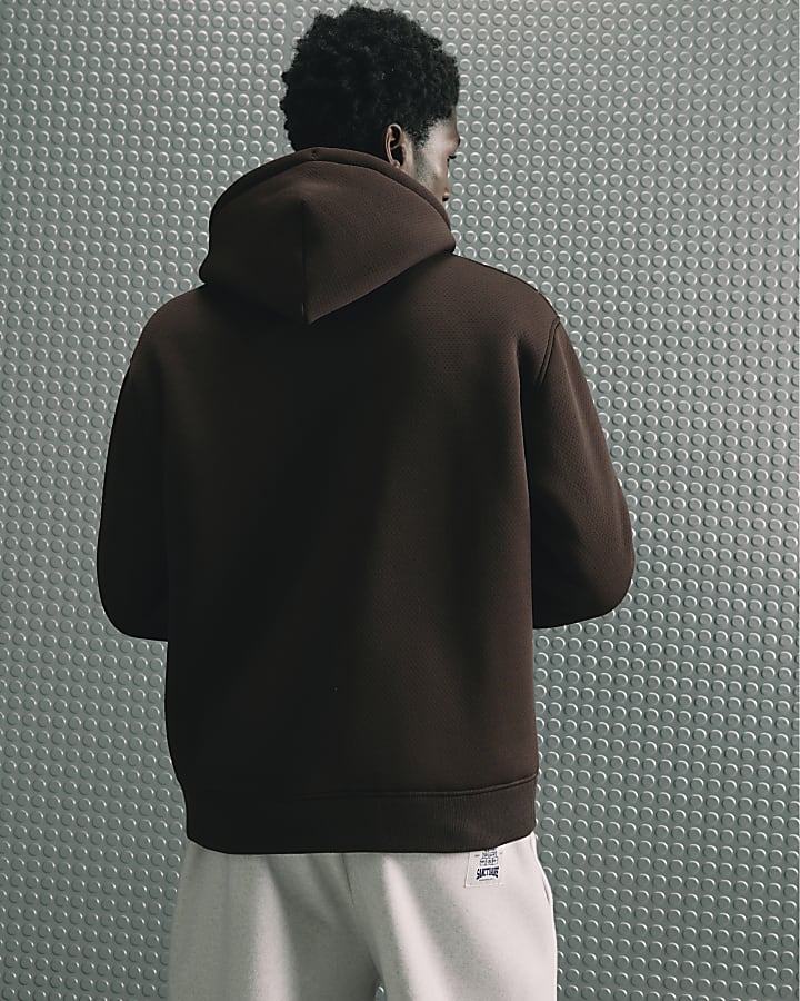 Brown Premium Cotton Borg Lined Hoodie