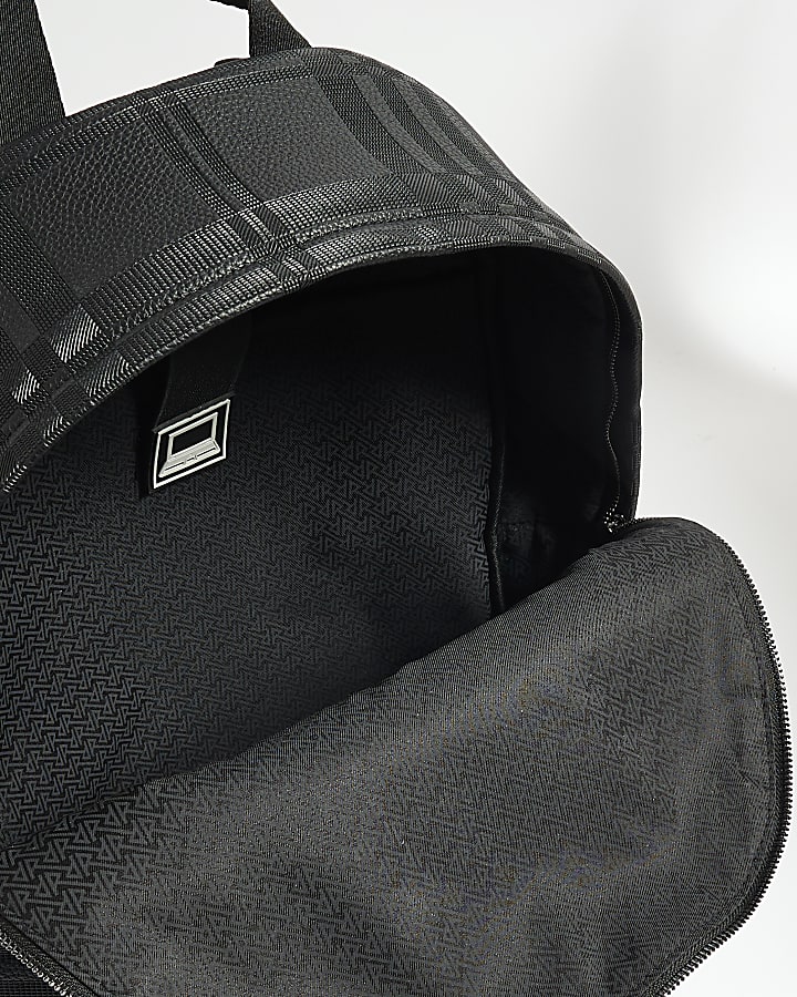 Black Check Embossed Backpack