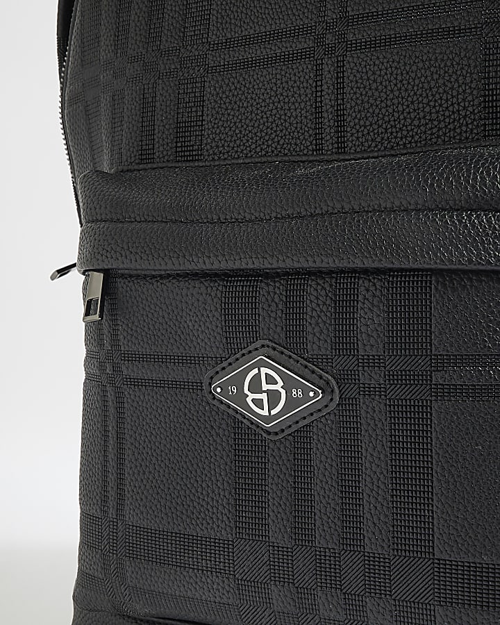 Black Check Embossed Backpack