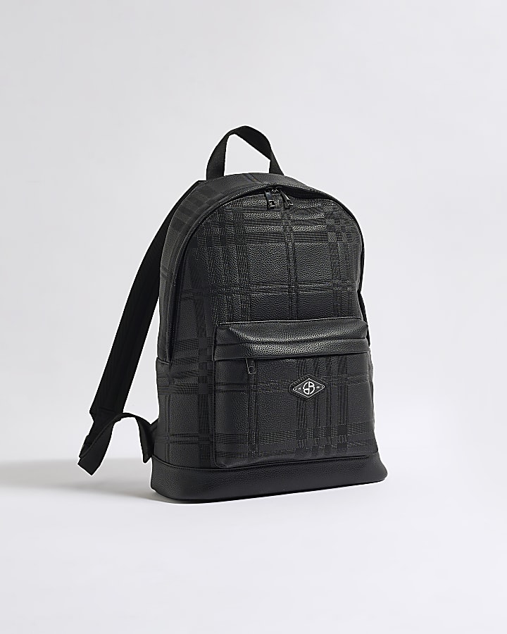 Black Check Embossed Backpack