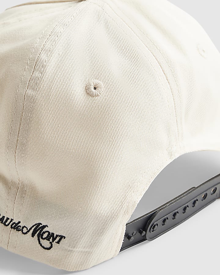 Cream Floral Blocked Flat Peak Cap
