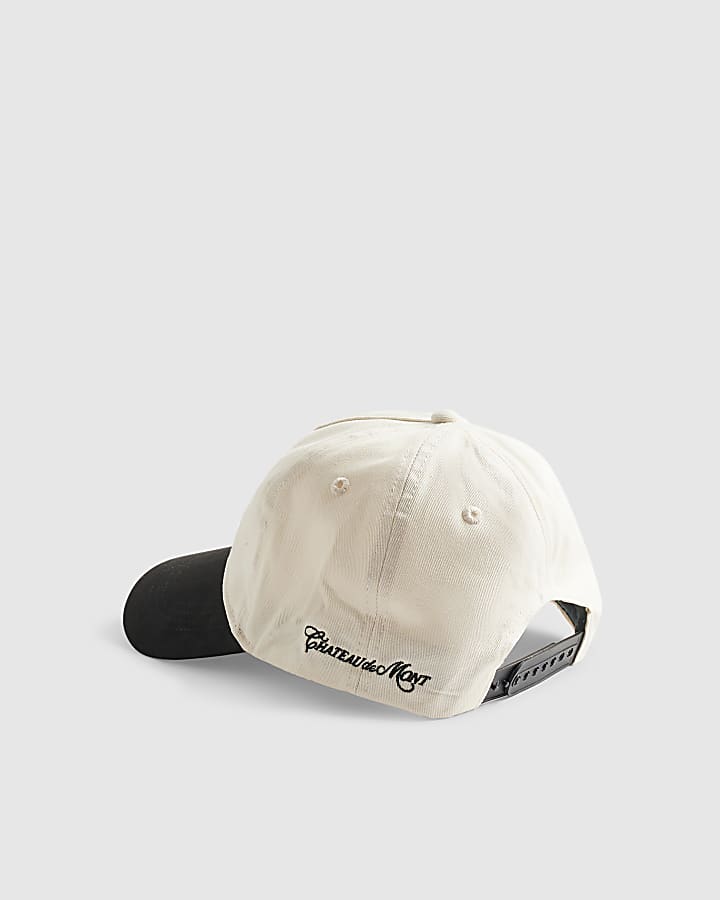 Cream Floral Blocked Flat Peak Cap