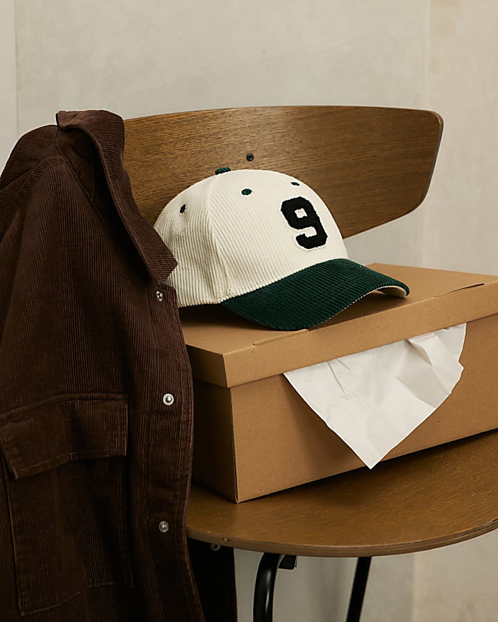 Green Corduroy Varsity Blocked Cap