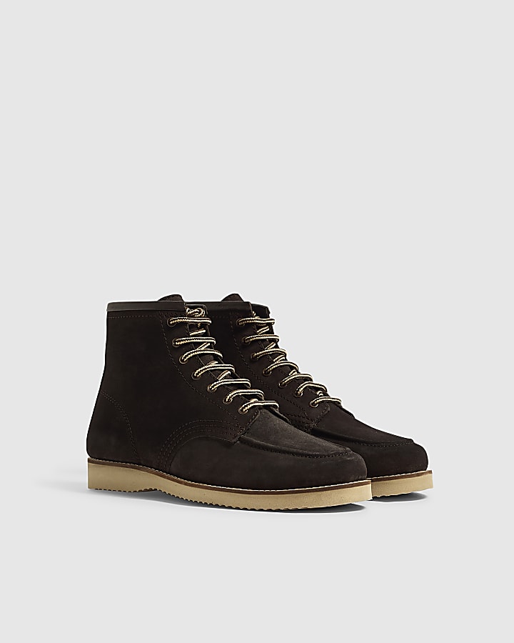 Brown Faux Suede Wedge Boots