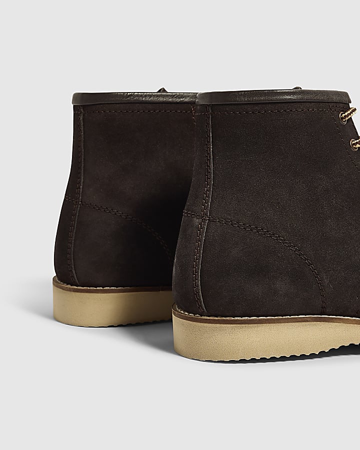 Brown Faux Suede Wedge Boots