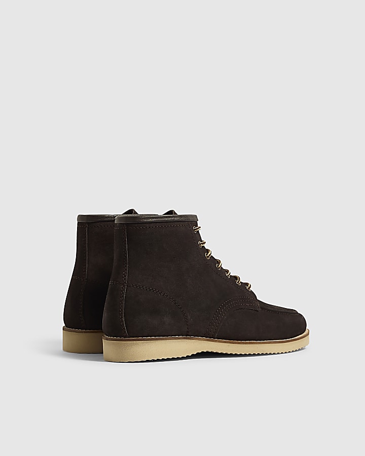 Brown Faux Suede Wedge Boots