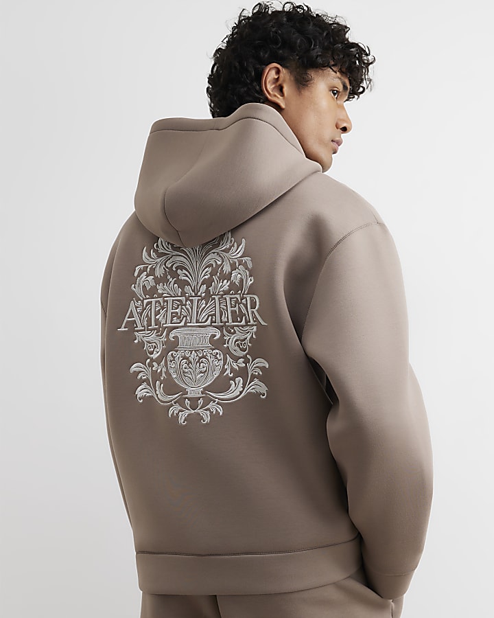 Beige Premium Cotton Baroque Hoodie