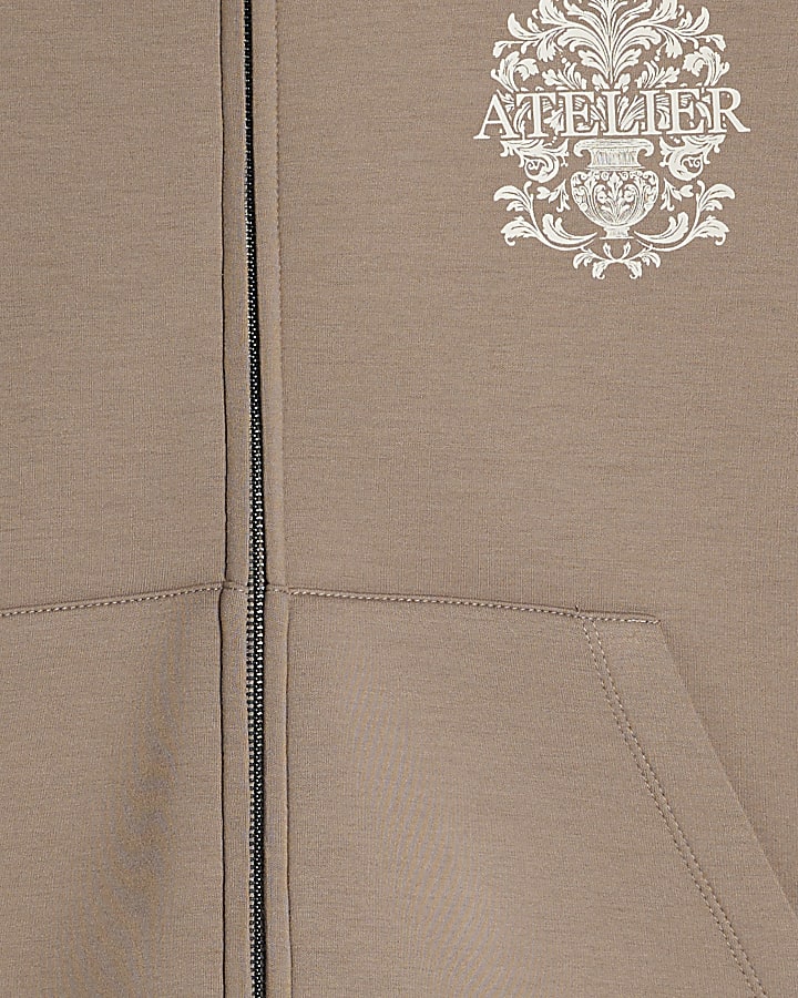 Beige Premium Cotton Baroque Hoodie