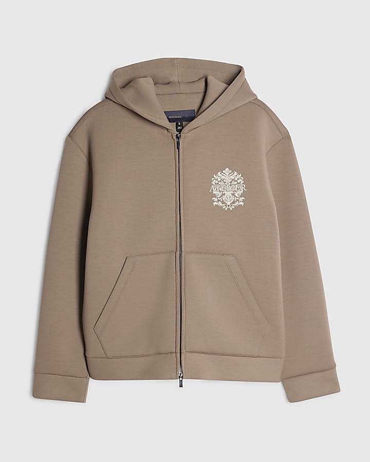 Beige Premium Cotton Baroque Hoodie