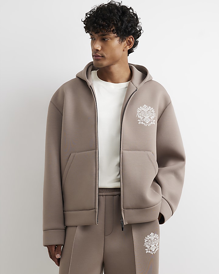 Beige Premium Cotton Baroque Hoodie