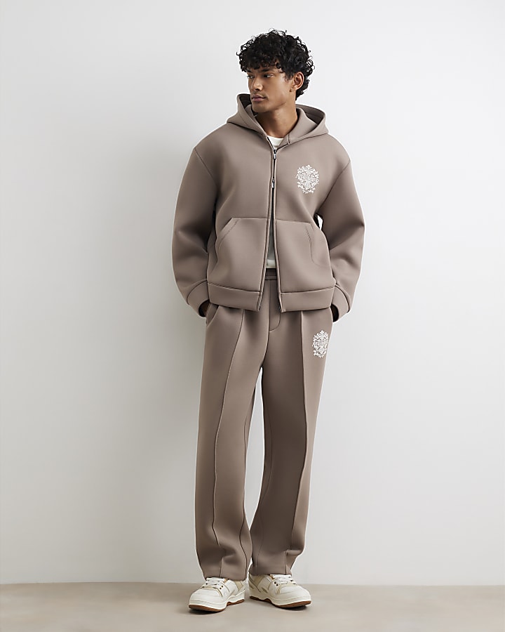 Beige Premium Regular Fit Baroque Joggers