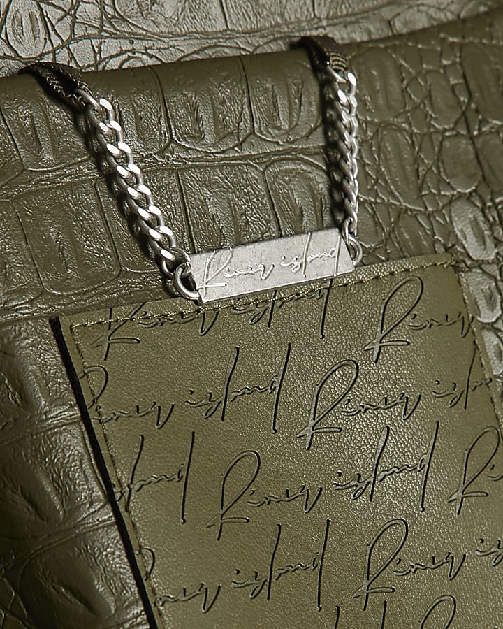 Khaki Faux Leather Textured Shacket
